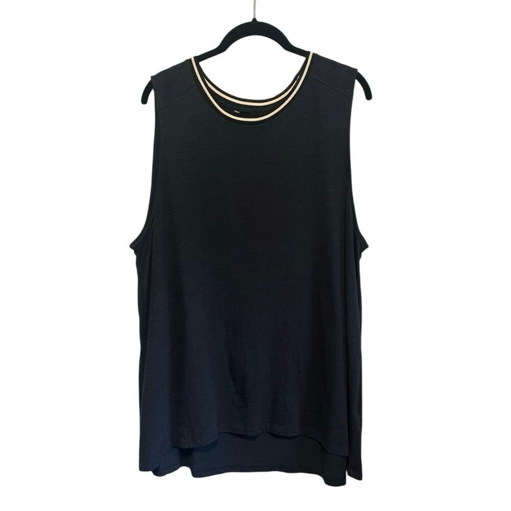 Banana Republic Navy with Black and White Trim Tank Top Size XL Cotton Blend